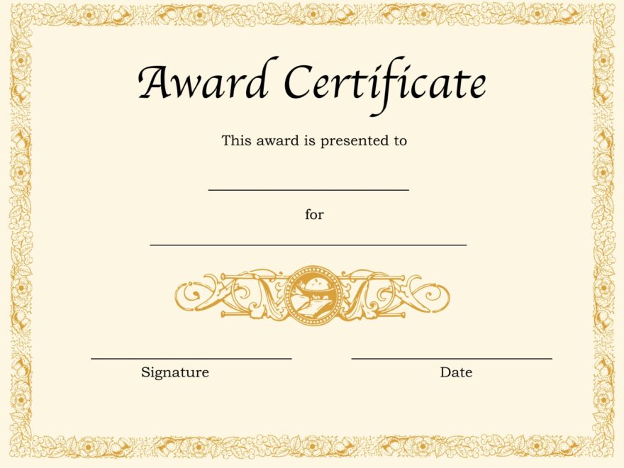 Blank Award Certificate Etsy