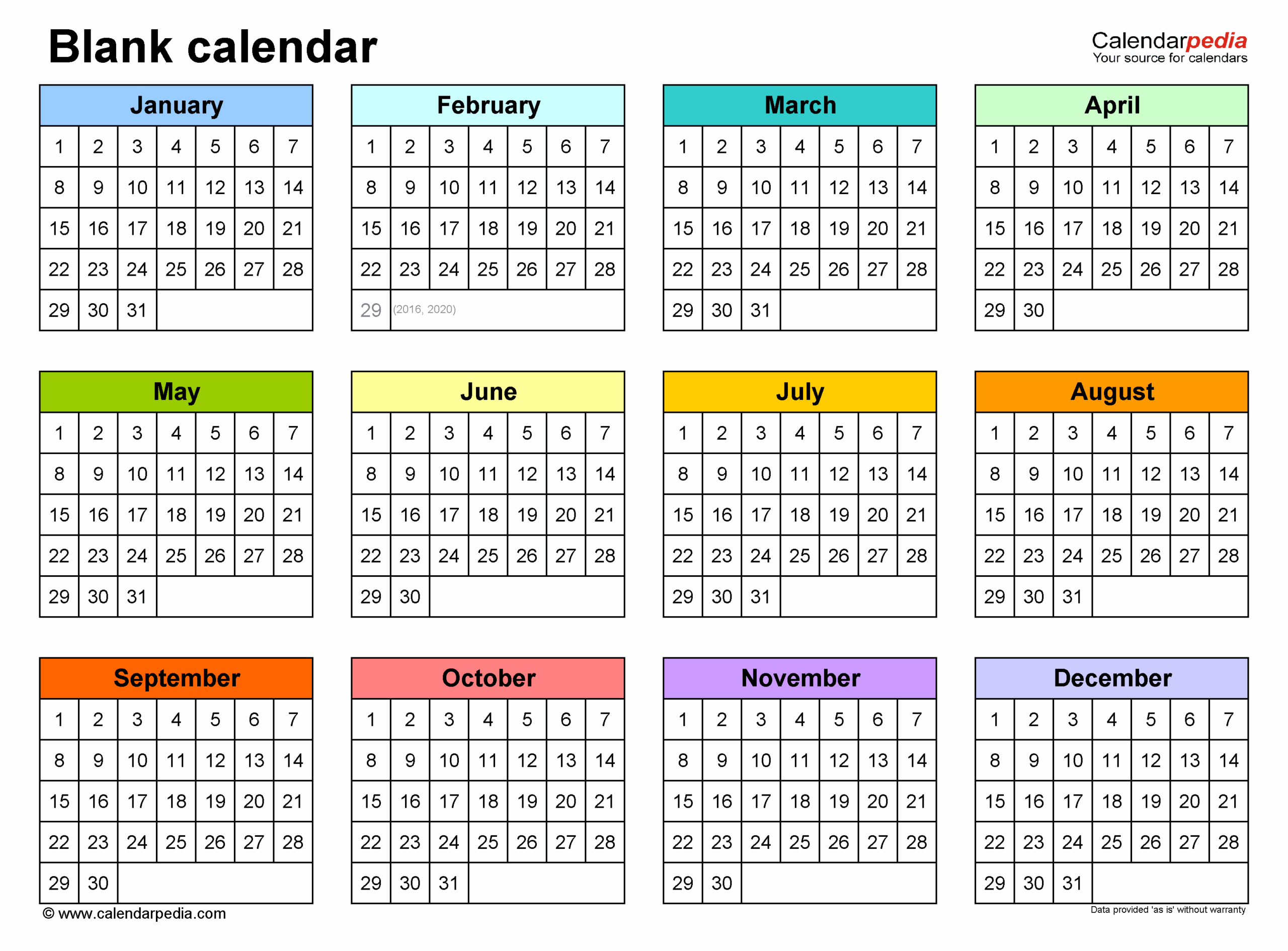 Blank Calendars Free Printable PDF Templates Blank Calendars Free Printable PDF Templates