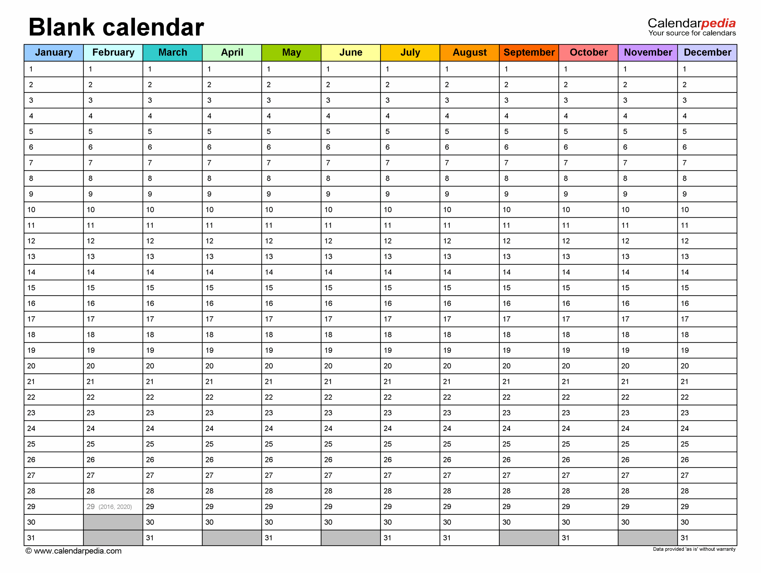 Blank Calendars Free Printable PDF Templates Blank Calendars Free Printable PDF Templates
