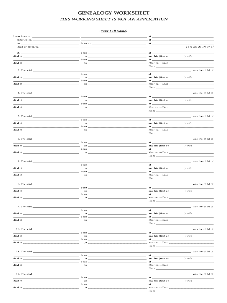 Blank Genealogy Forms To Print Fill Online Printable Fillable Blank PdfFiller