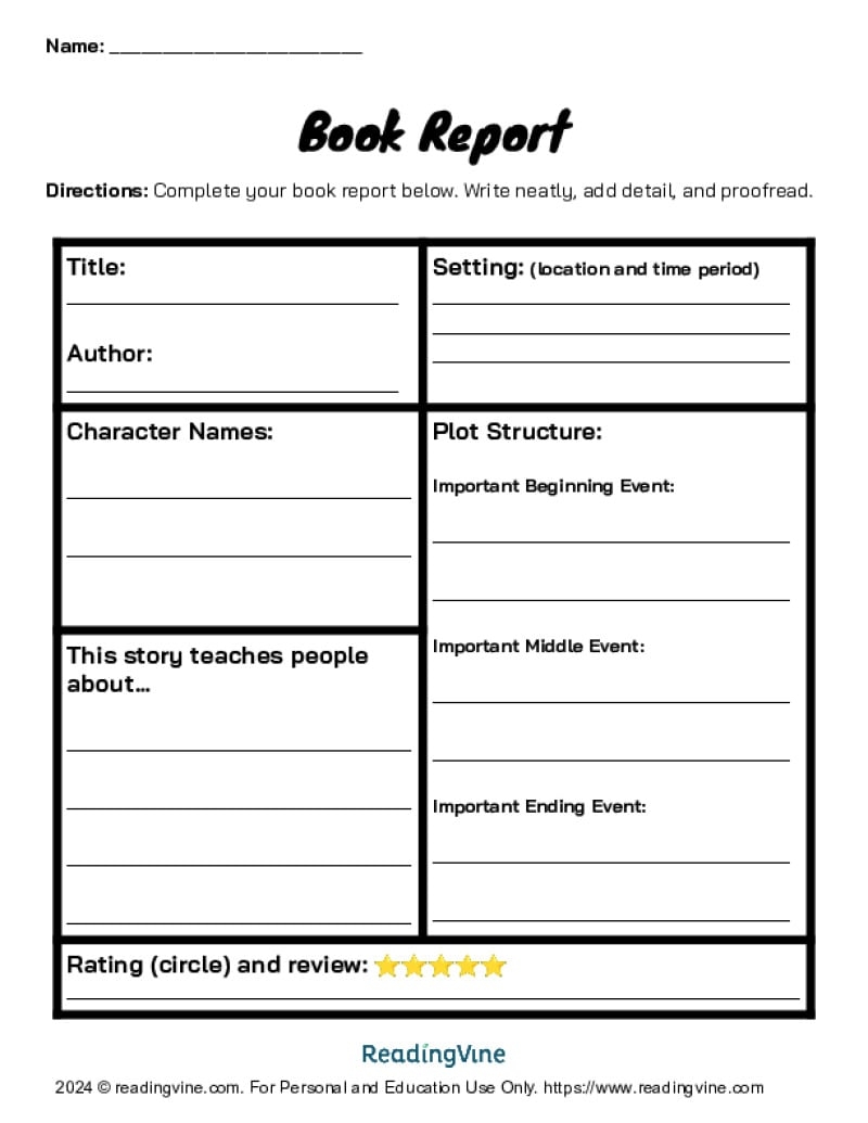 Book Report Templates For 2nd 8th Grade Book Report Templates For 2nd 8th Grade