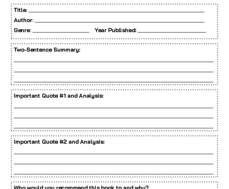 Book Report Templates For 2nd 8th Grade