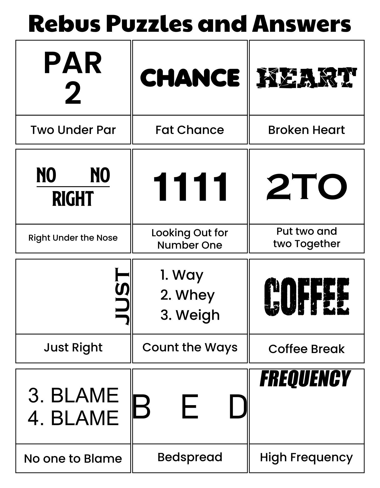 Brain Teasers Rebus Puzzles Large Print Word Picture Puzzles Worksheets Library