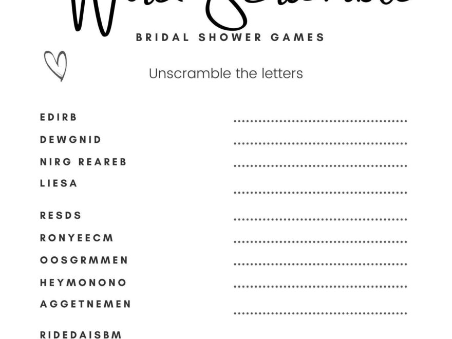 Bridal Shower Games Printable Wedding Word Scramble Printable Printable Minimalist Bridal Shower Puzzle Instant Download Etsy