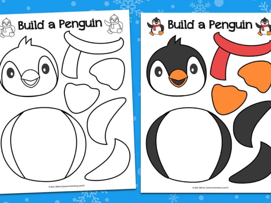Build A Penguin Free Printable Kids Craft Mrs Merry