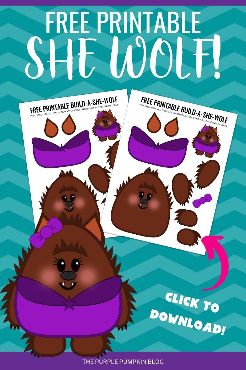 Build A She Wolf Free Printable Halloween Paper Craft For Kids Build A She Wolf Free Printable Halloween Paper Craft For Kids