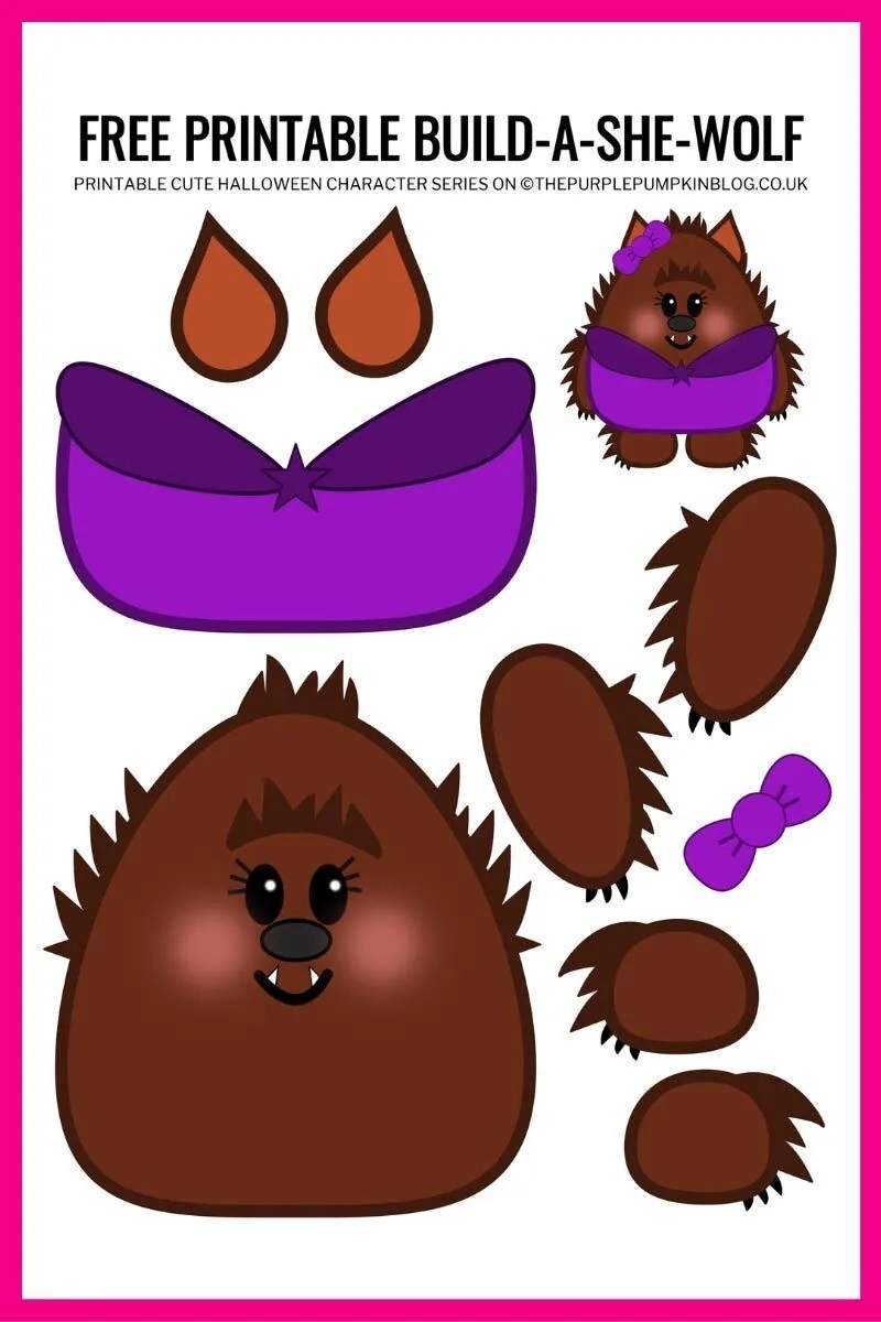 Build A She Wolf Free Printable Halloween Paper Craft For Kids Build A She Wolf Free Printable Halloween Paper Craft For Kids