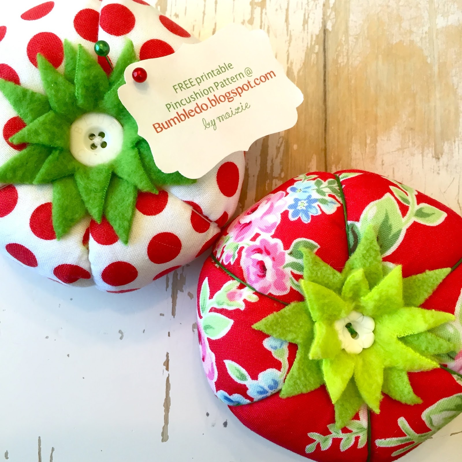 BumbleDo Tomato Pin Cushion Pattern And Free Printable