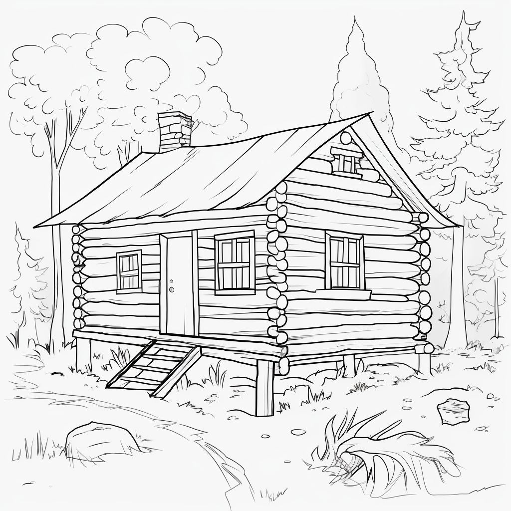 Cabin Coloring Page Coloring Corner