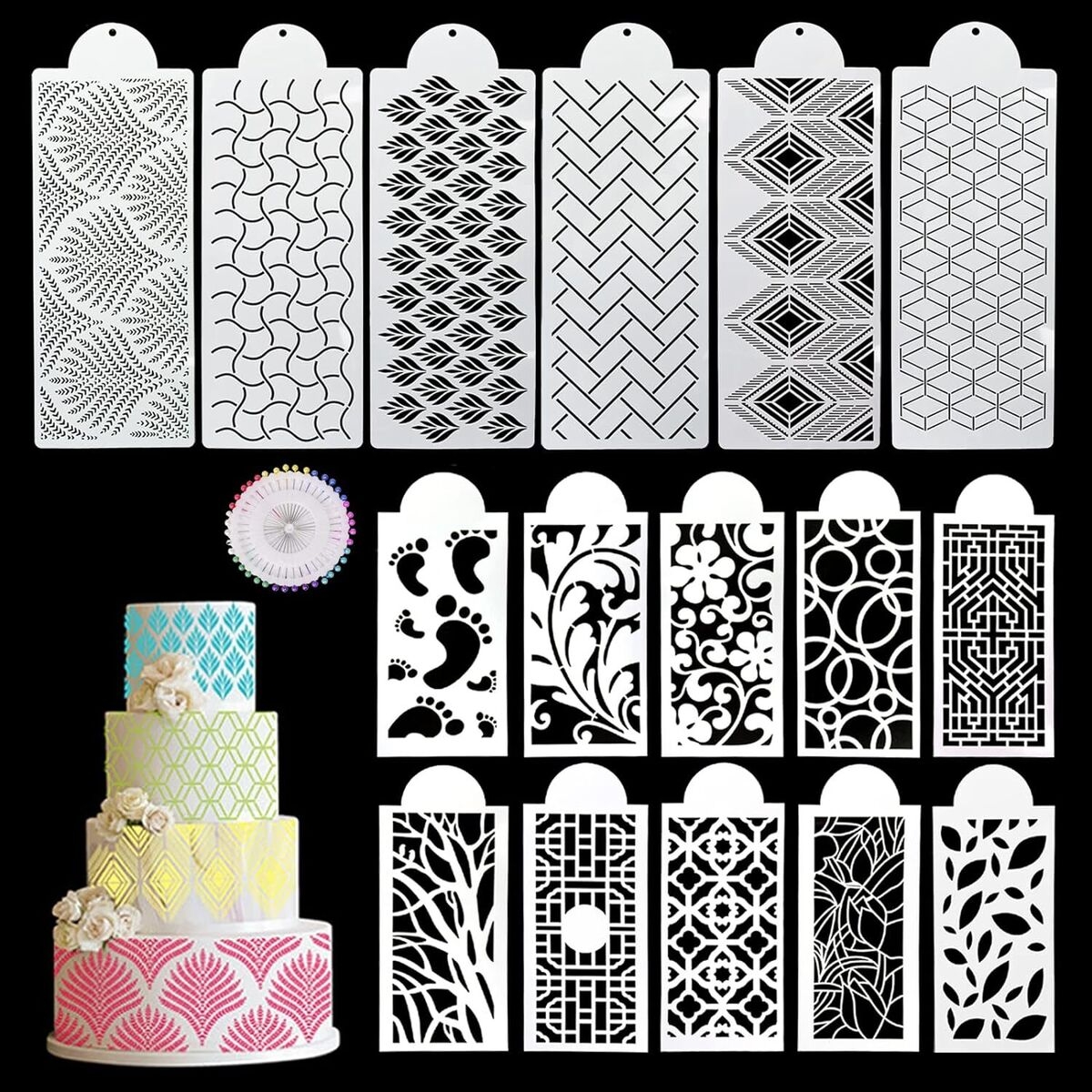 Cake Decorating Stencils Floral Cake Templates Printing Cookie Fondant Stencil EBay