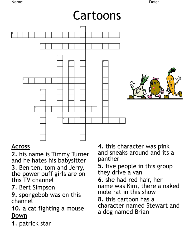 Cartoons Crossword WordMint