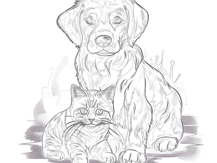 Cat And Dog Coloring Page Coloring Pages Mimi Panda