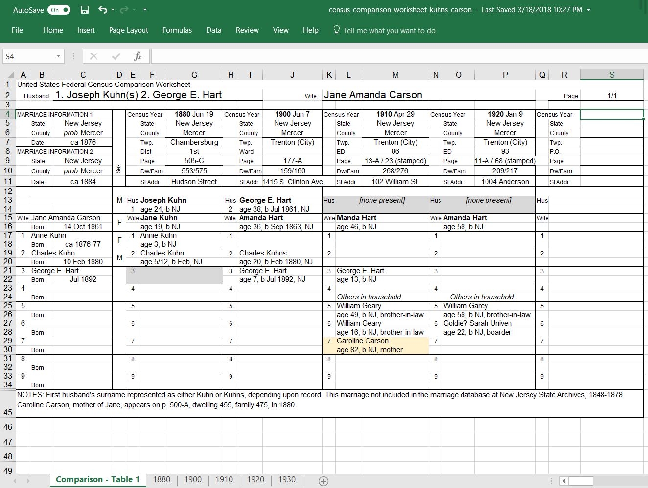 Census Comparison Worksheet Revisited Ancestor RoundupAncestor Roundup
