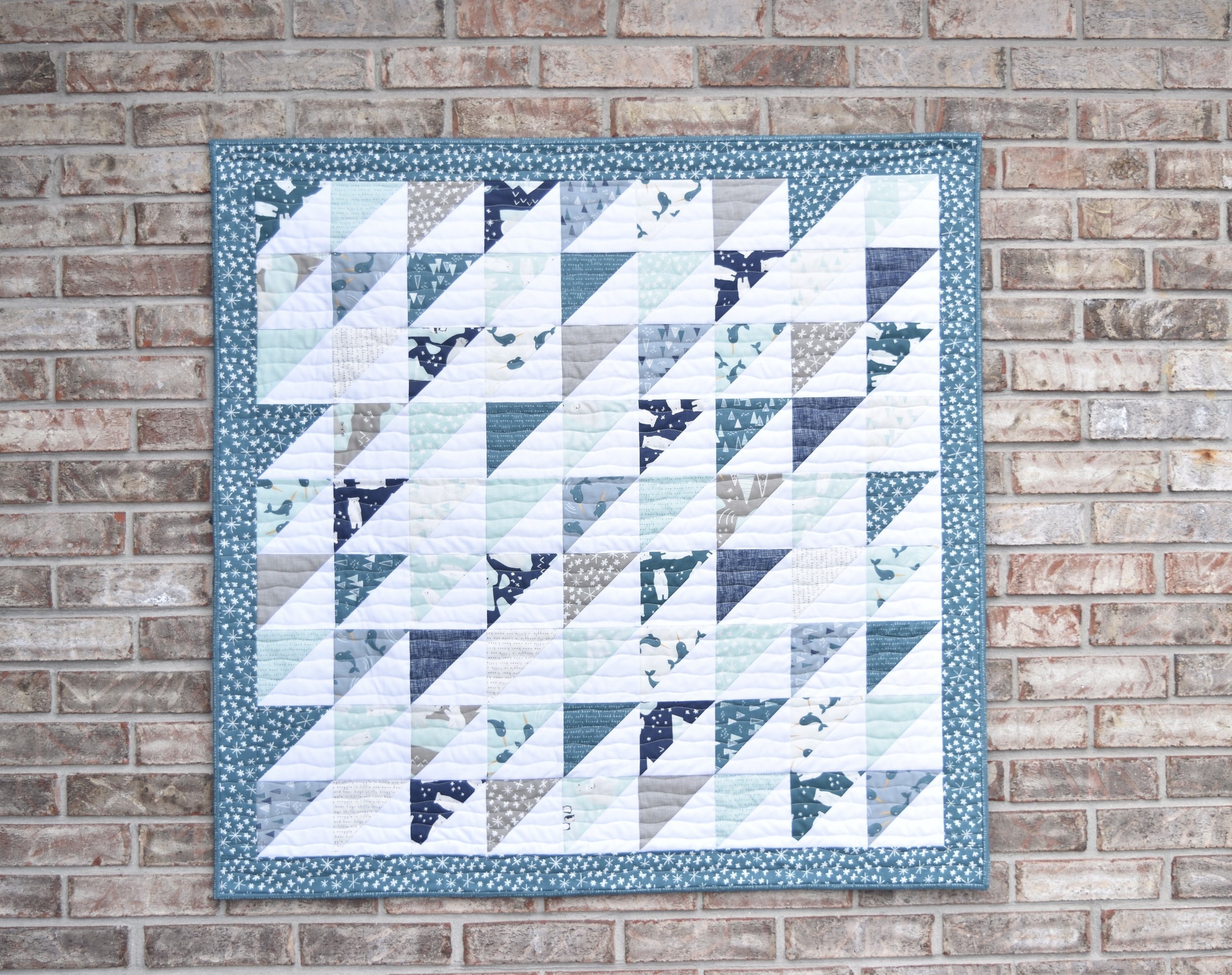 Charming Triangles Baby Quilt FREE Pattern Using Pre cut 5 Squares Material Girl Quilts