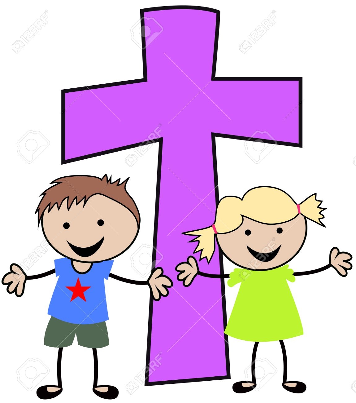 Christian Children With Cross Royalty Free SVG Cliparts Vectors And Stock Illustration Image 78483152 