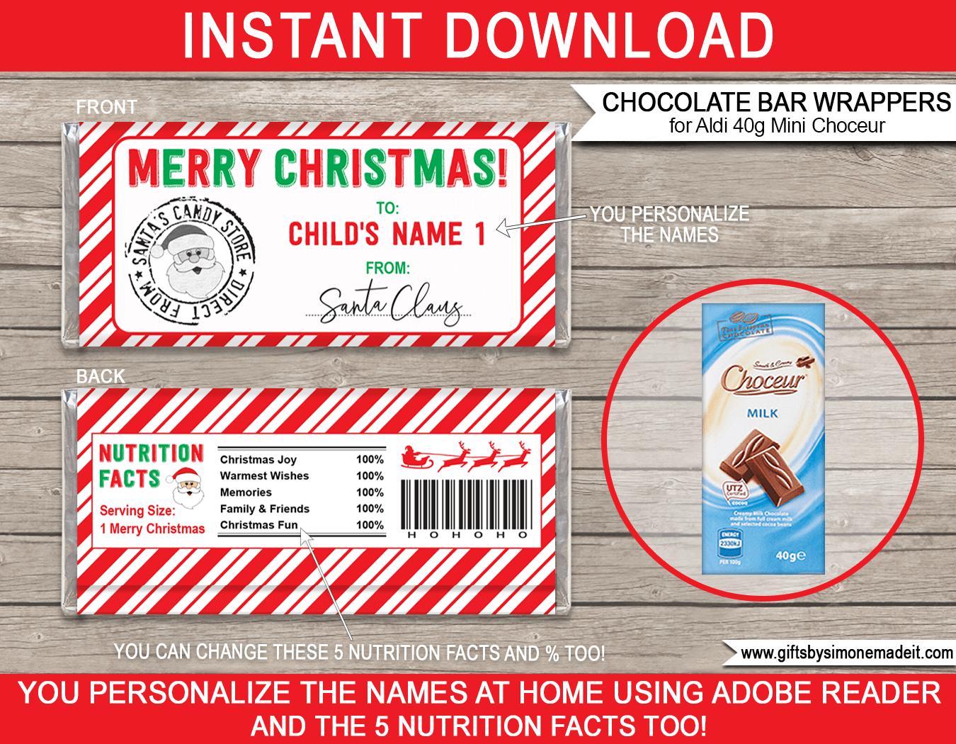 Christmas Chocolate Bar Wrappers Template Printable Gift From Santa