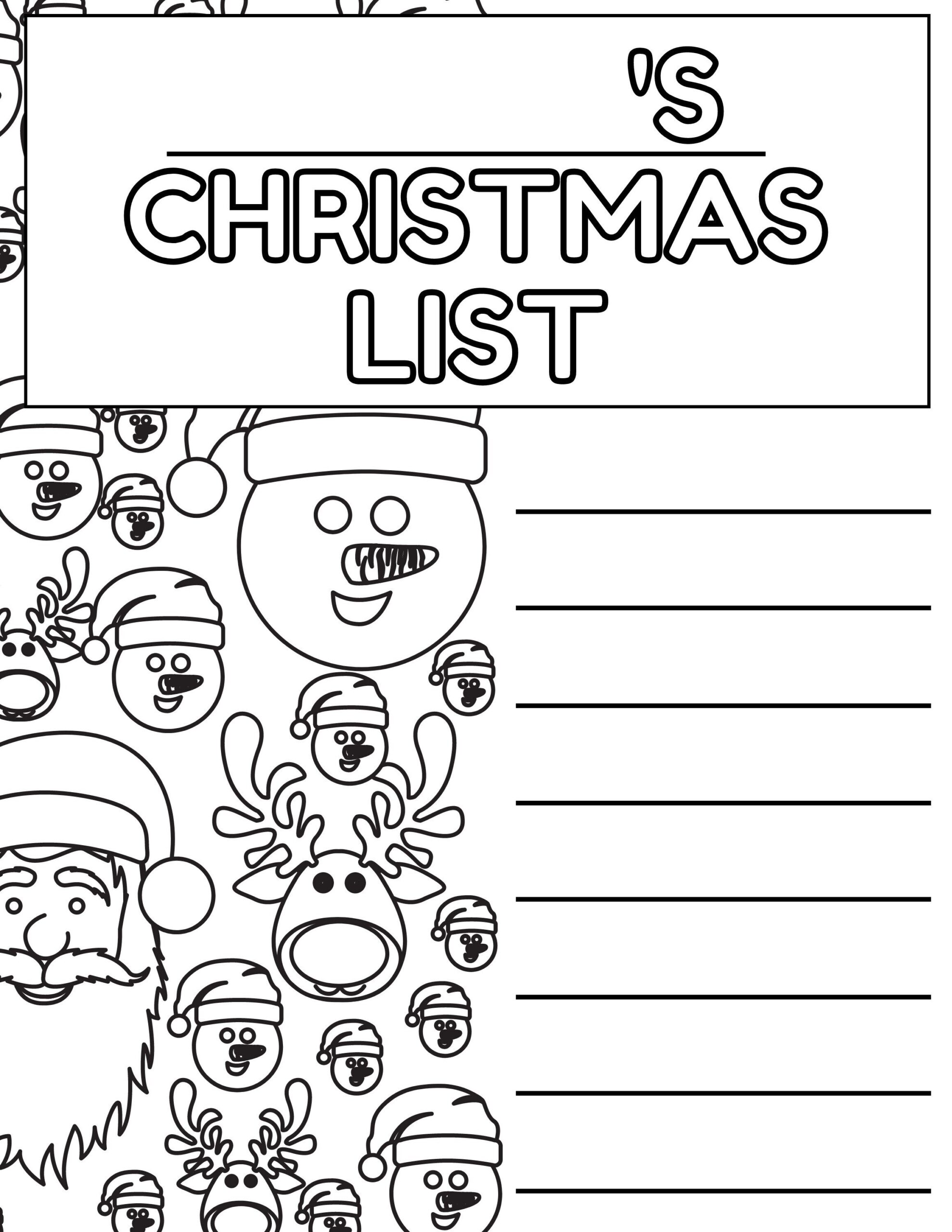 Christmas Coloring Wish List For Kids List For Santa Christmas Gift List From Kids Etsy