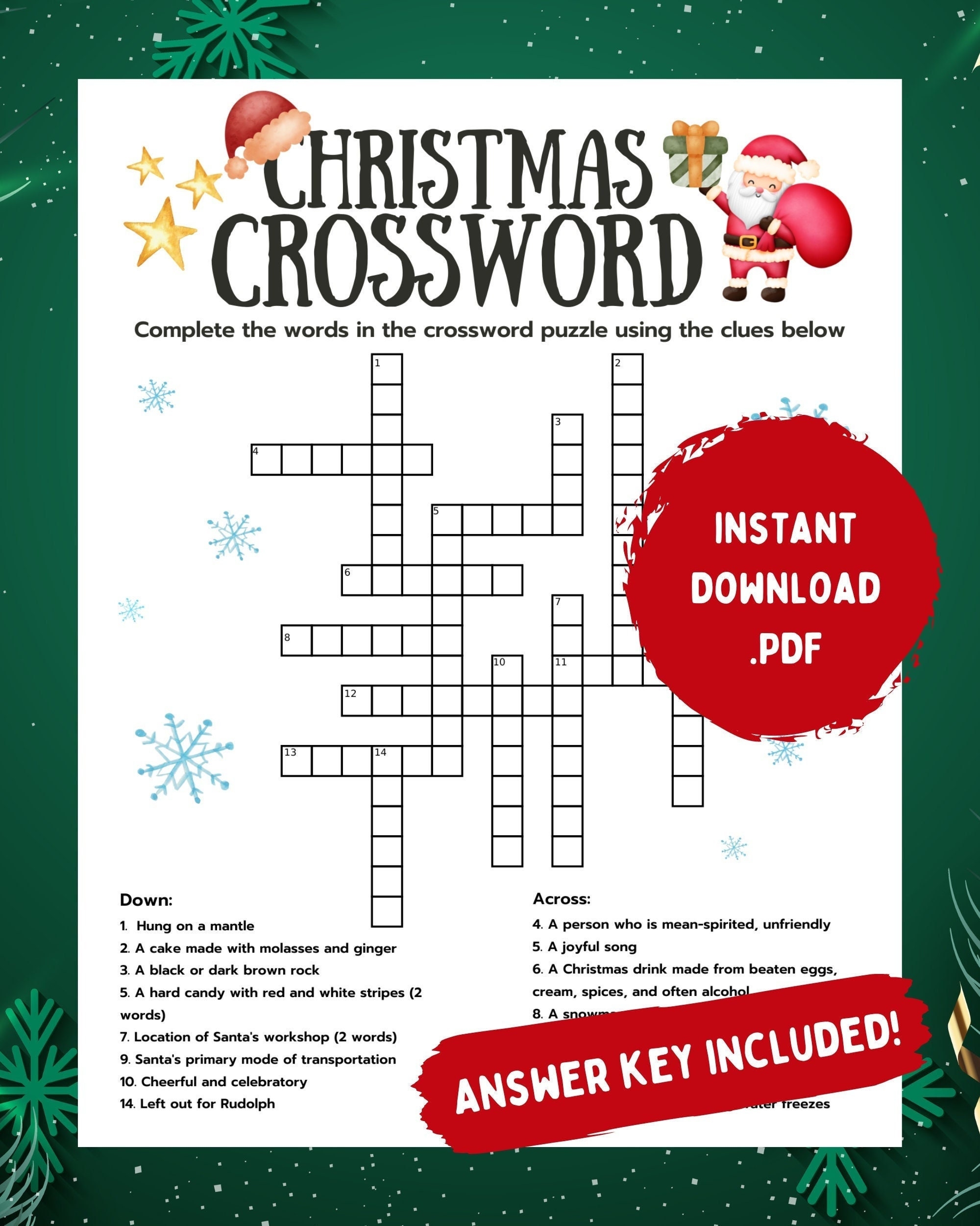 Christmas Crossword Crossword With Answer Key Printable Christmas Crossword Christmas Activities Printable Games Xmas Party Games Etsy Christmas Crossword Crossword With Answer Key Printable Christmas Crossword Christmas Activities Printable Games Xmas Party Games Etsy