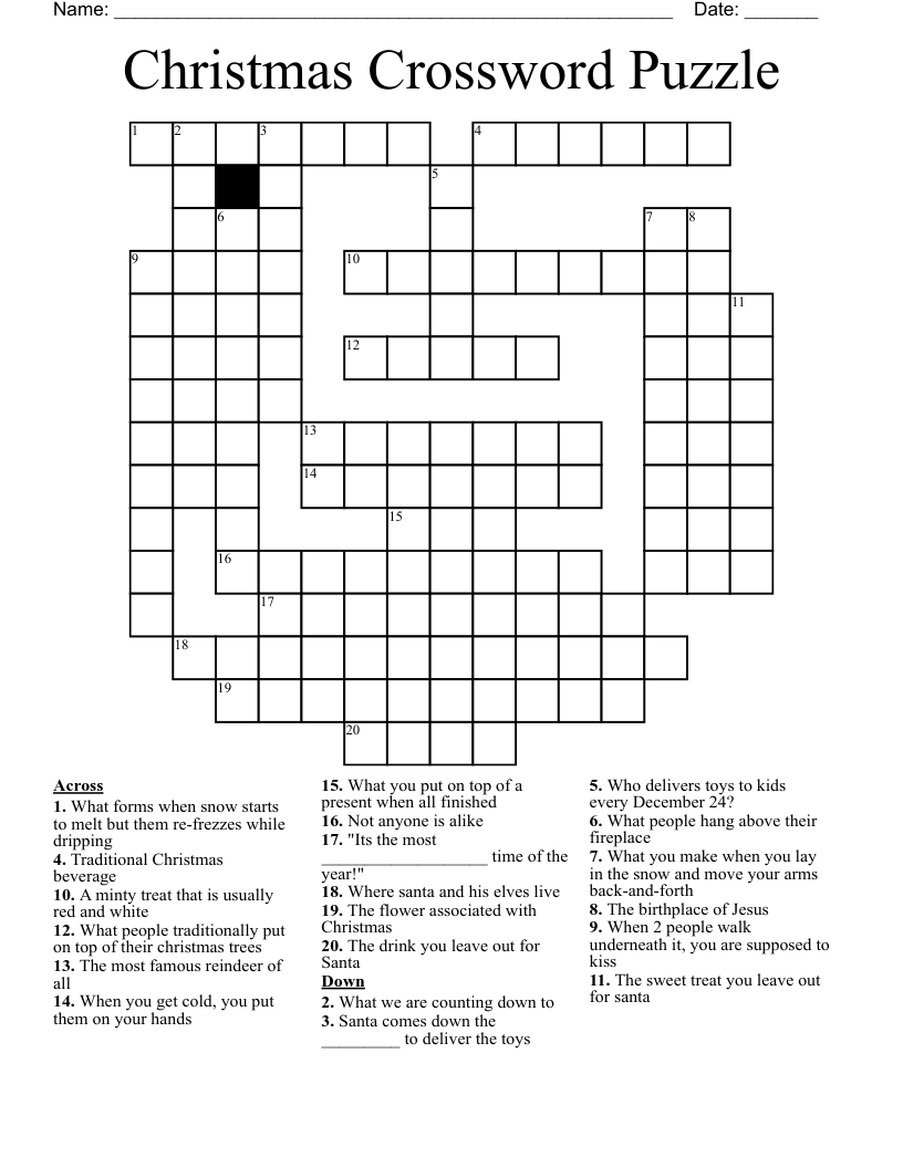 Printable Crossword Puzzles With Answer Key Christmas Printable Crossword Puzzles With Answer Key Christmas