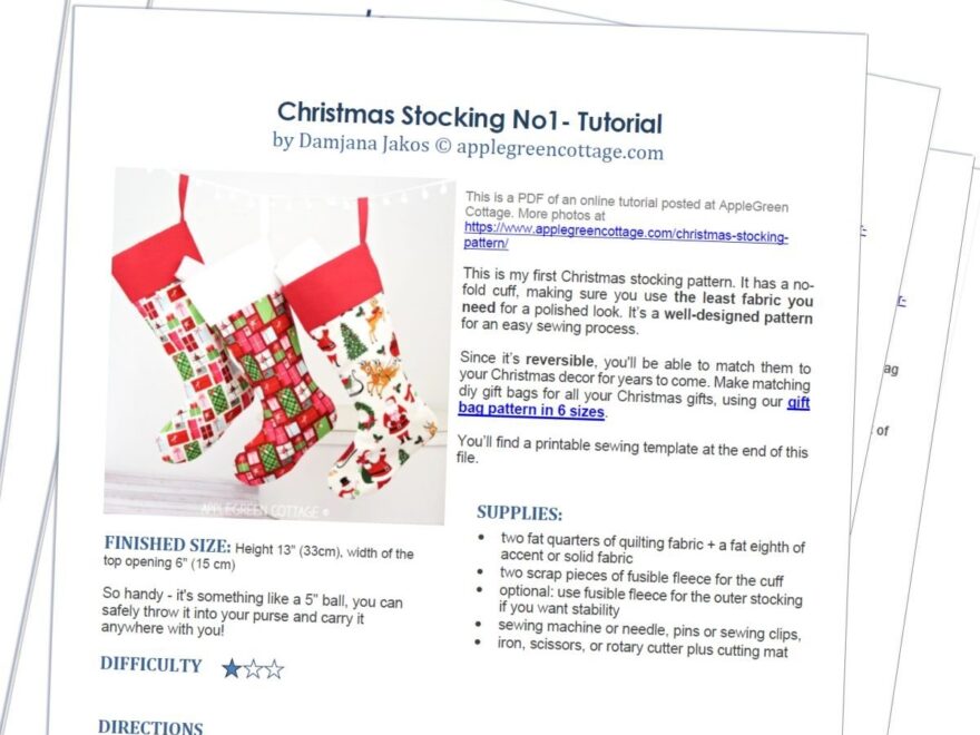 Christmas Stocking No1 Printable Tutorial PDF