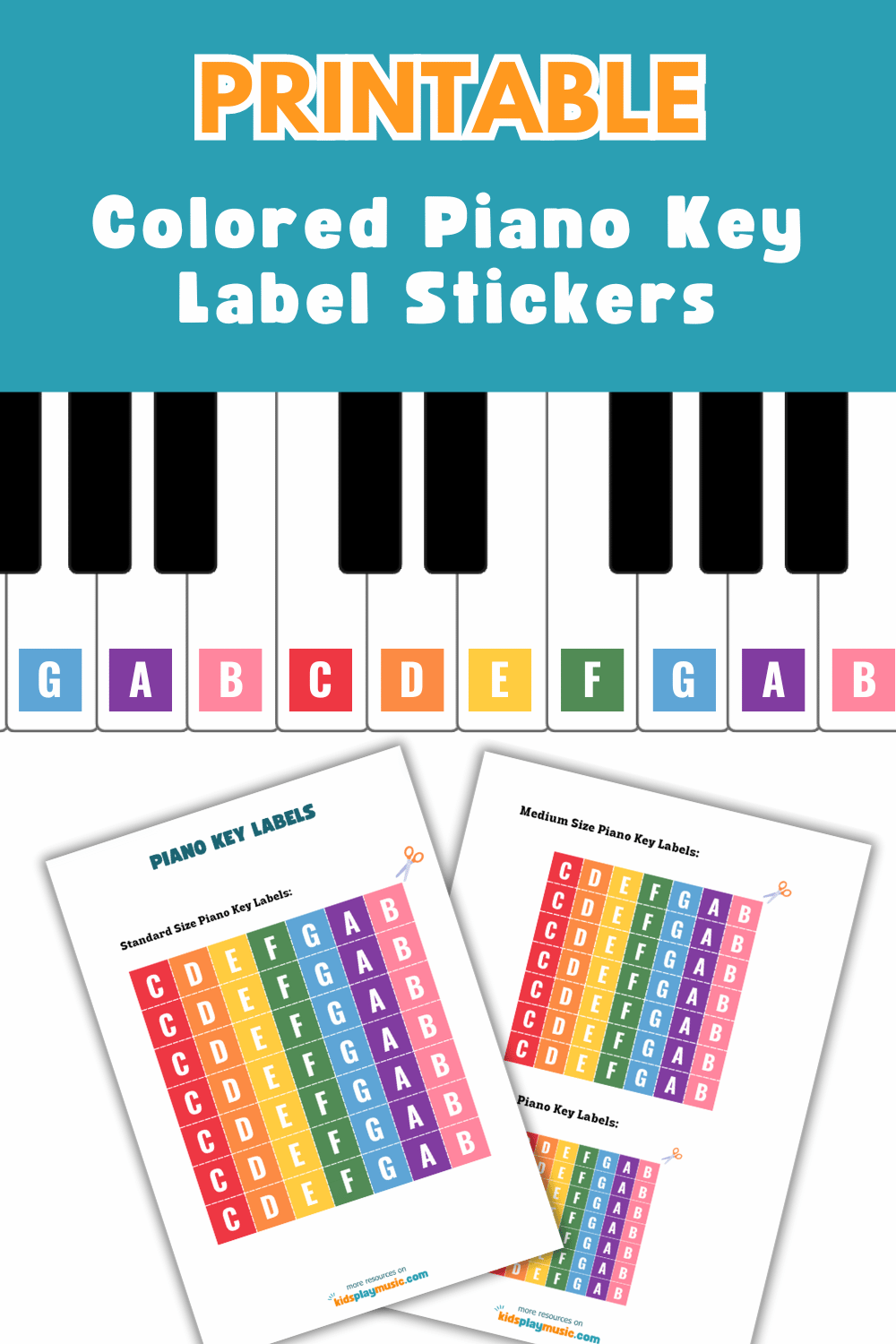 Colored Piano Key Labels Printable KidsPlayMusic