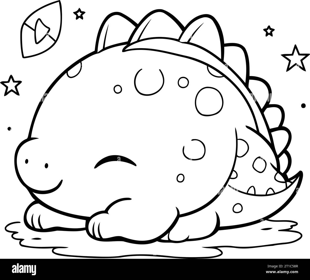 Coloring Page Outline Of Cute Dinosaur Vector Illustration Stock Vector Image Art Alamy
