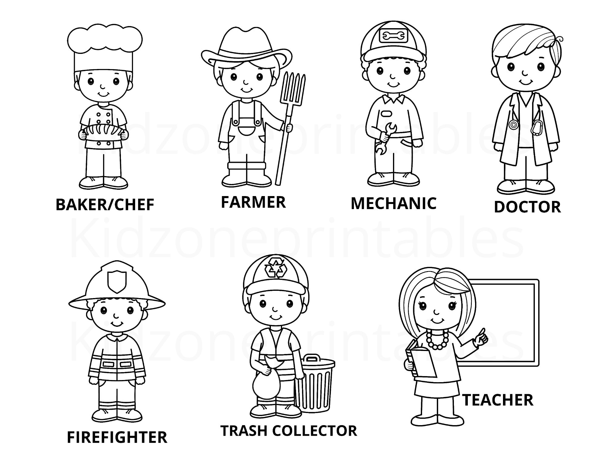 Community Helpers Coloring Pages Printable Instant Download Etsy Canada