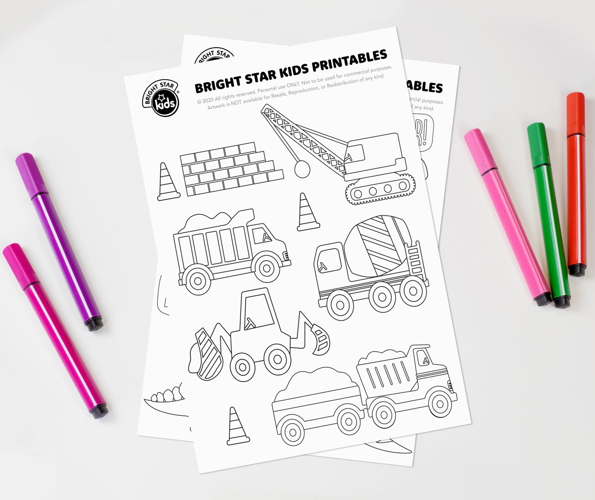 Construction Coloring Sheet Free Printable Bright Star Kids USA