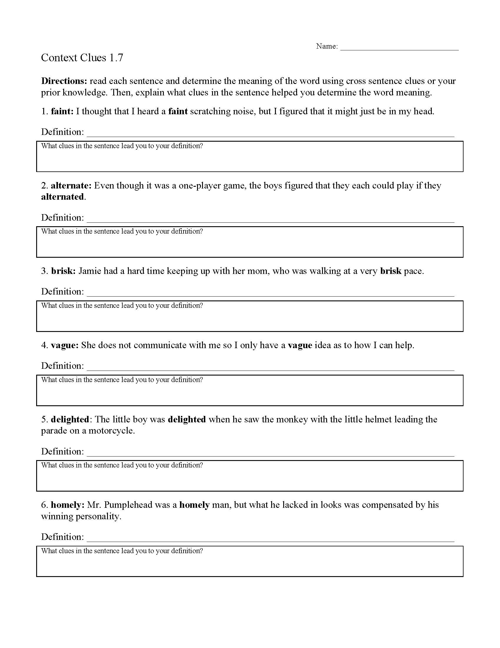 Context Clues Worksheets Ereading Worksheets Context Clues Worksheets Ereading Worksheets