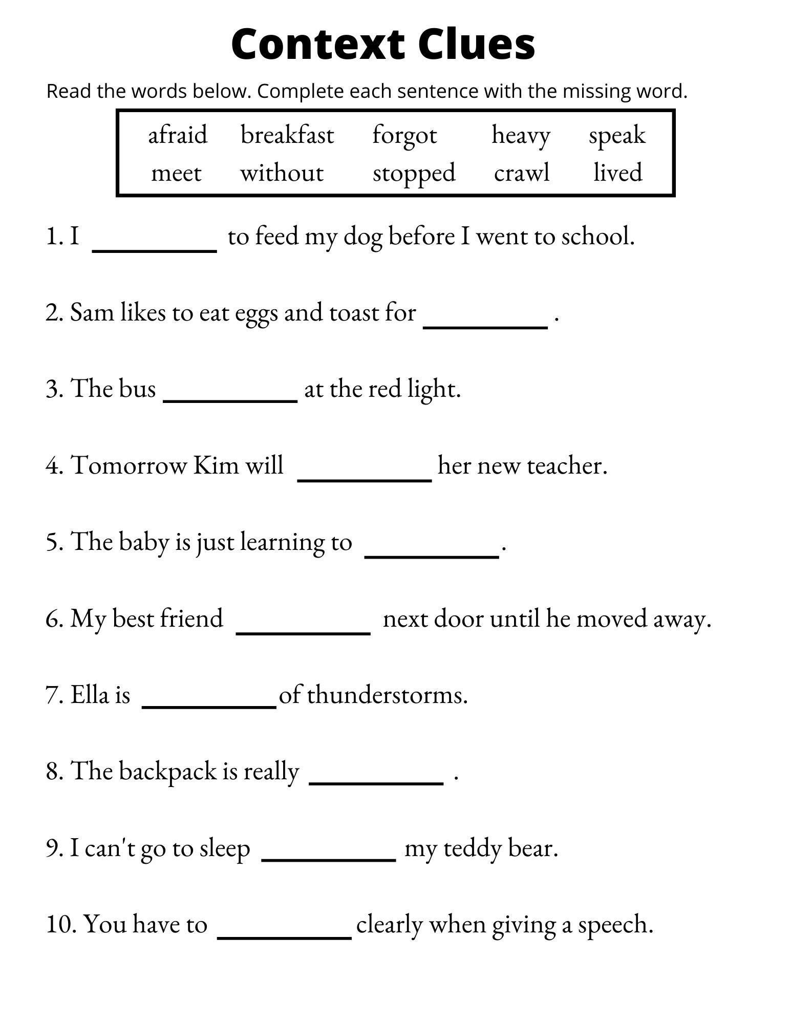 Context Clues Worksheets Vocabulary Printable 1st Through 3rd Grade Etsy Sweden