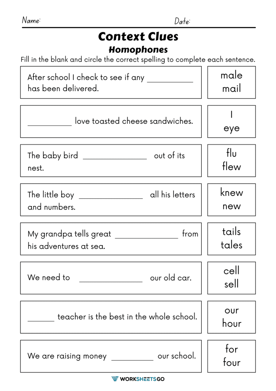 Context Clues Worksheet Printable
