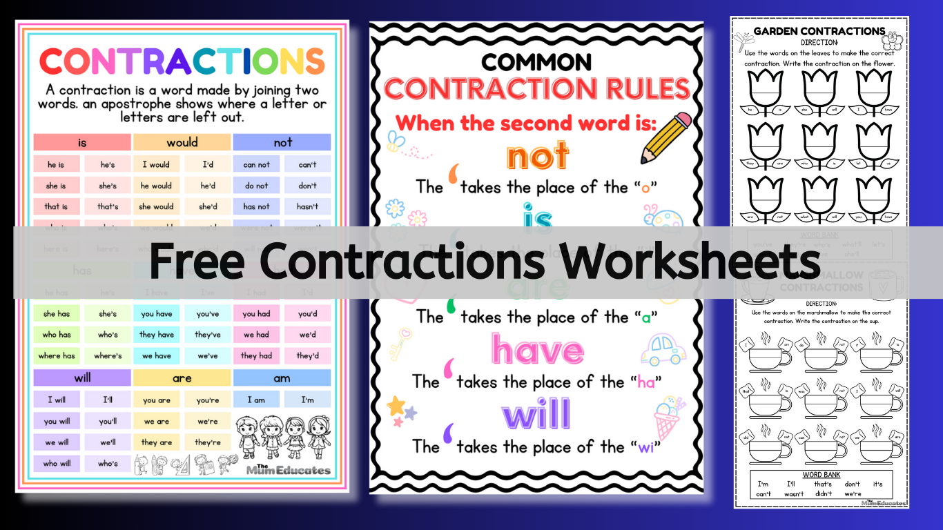 Contractions In Grammar Worksheets FREE The Mum Educates Contractions In Grammar Worksheets FREE The Mum Educates