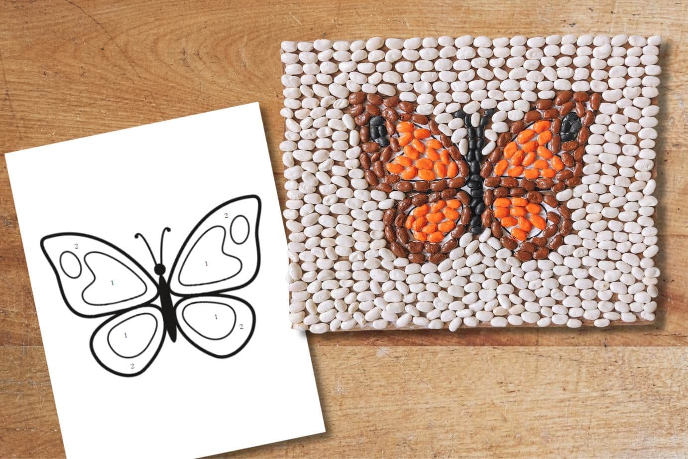 Create Bean Art With A Free Butterfly Mosaic Template