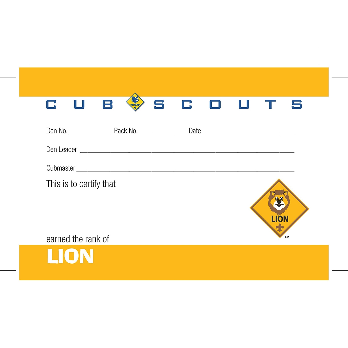 Printable Cub Scouts Certificates Printable Cub Scouts Certificates