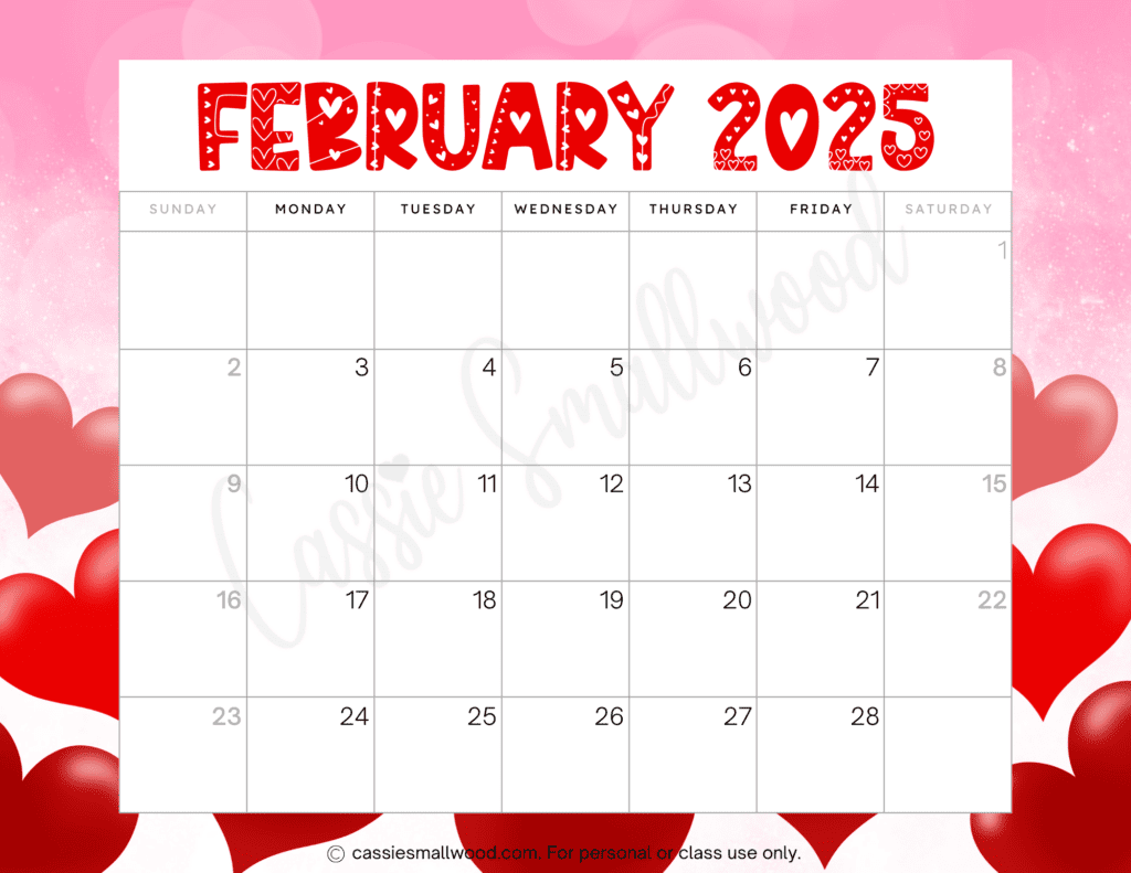 Cute 2025 Free Printable Monthly Calendars Cassie Smallwood