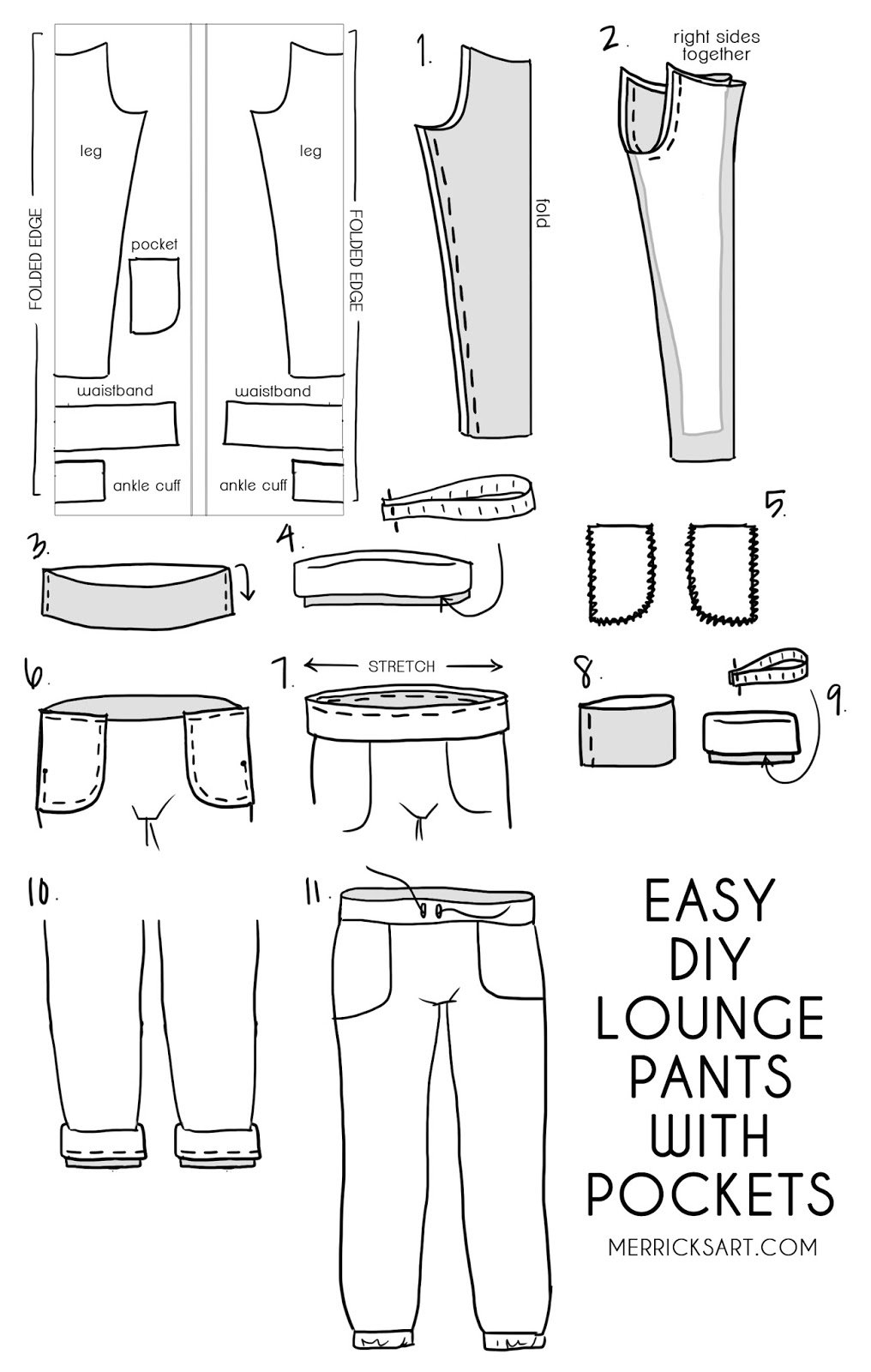 Cute Striped Joggers Sewing Pattern Beginner Project Merrick s Art