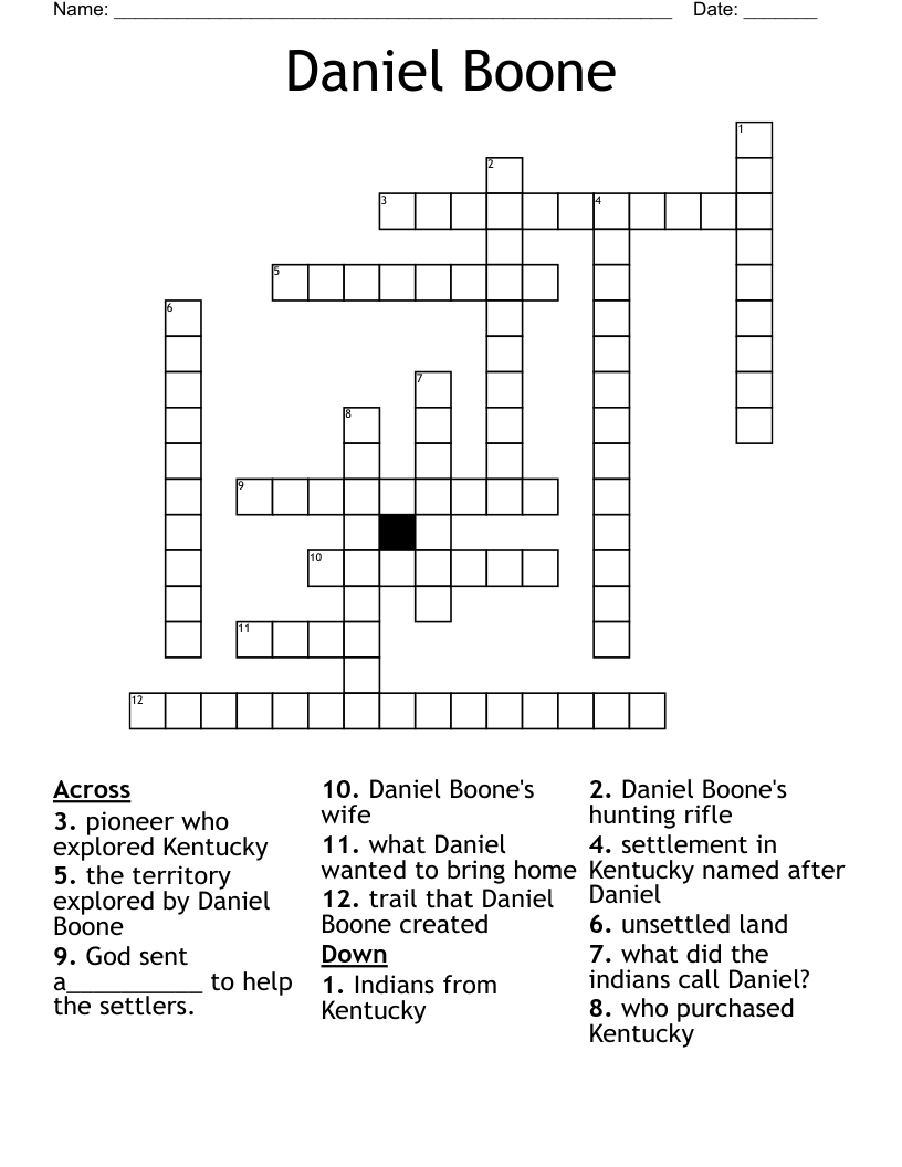 Free Printable Daniel Boone Puzzles