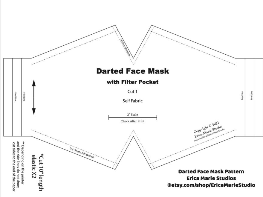 Darted Face Mask With Filter Pocket Pattern Downloadable Etsy