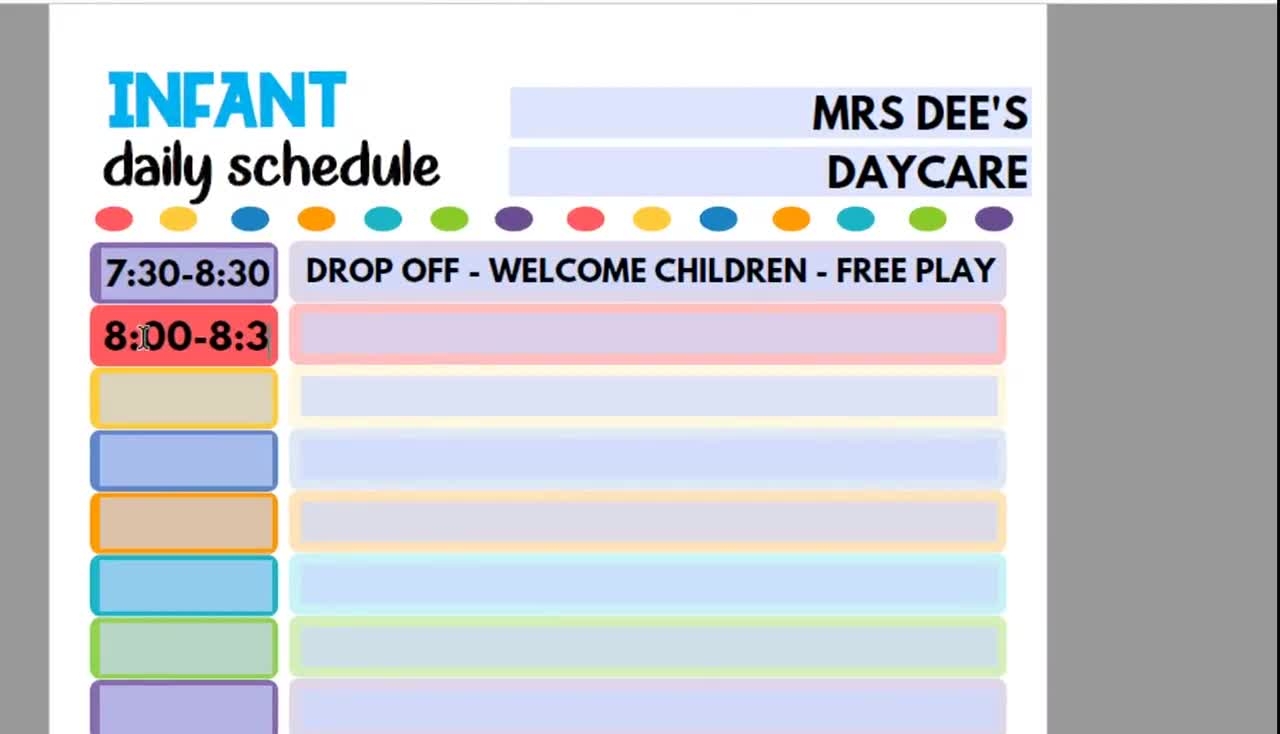 Daycare Daily Schedule For Infants Printable Child Care Fillable PDF Etsy Daycare Daily Schedule For Infants Printable Child Care Fillable PDF Etsy