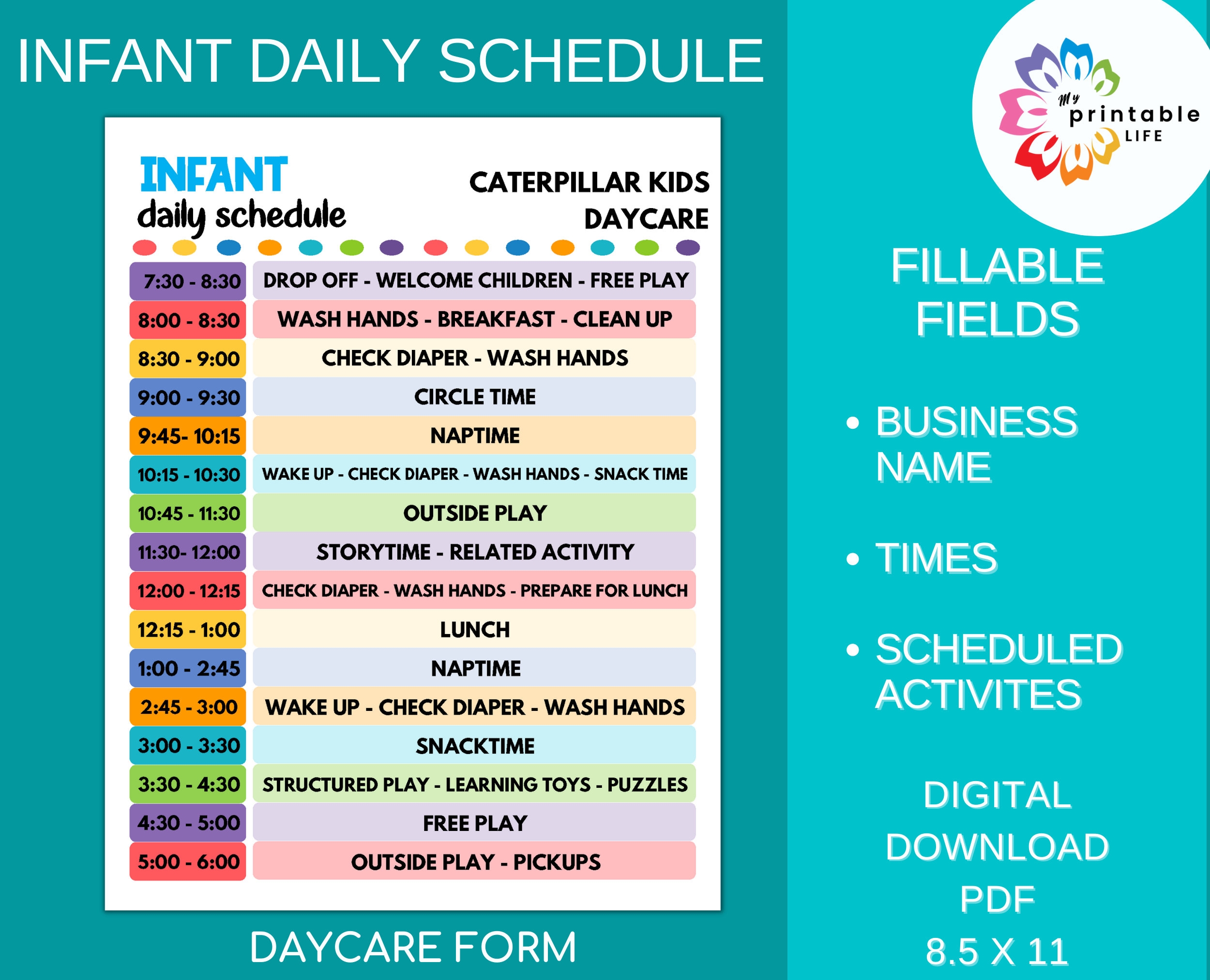 Daycare Daily Schedule For Infants Printable Child Care Fillable PDF Etsy Daycare Daily Schedule For Infants Printable Child Care Fillable PDF Etsy