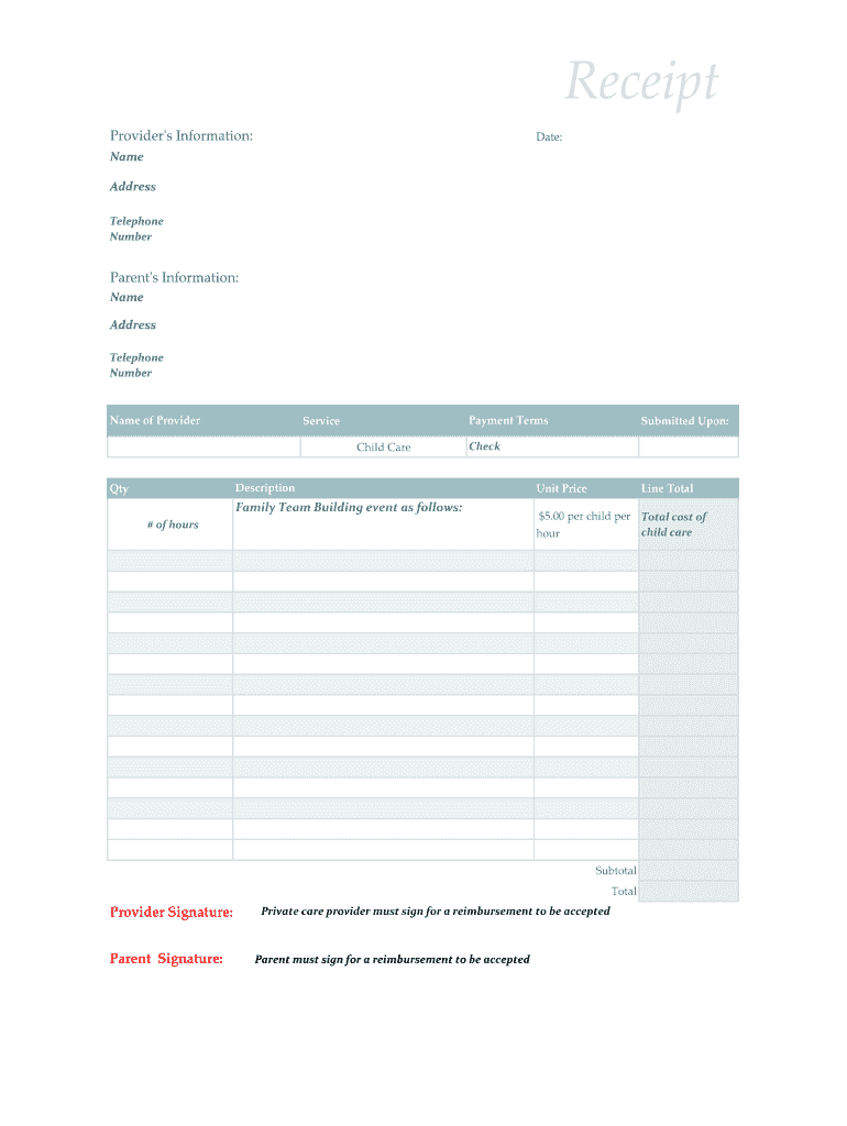 Free Printable Daycare Invoice Template