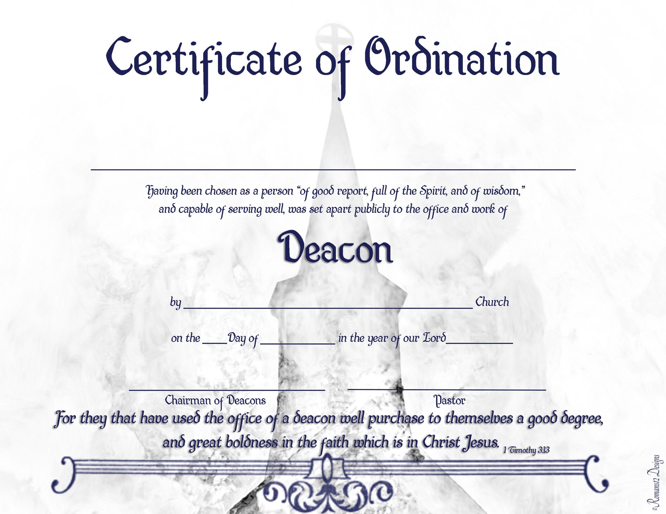 Deacon Ordination Certificate PDF Printable Etsy