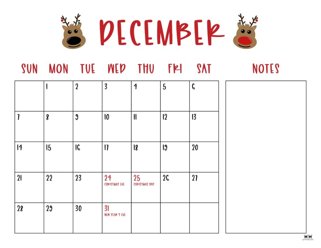 Printable Kids Calendar December 2025
