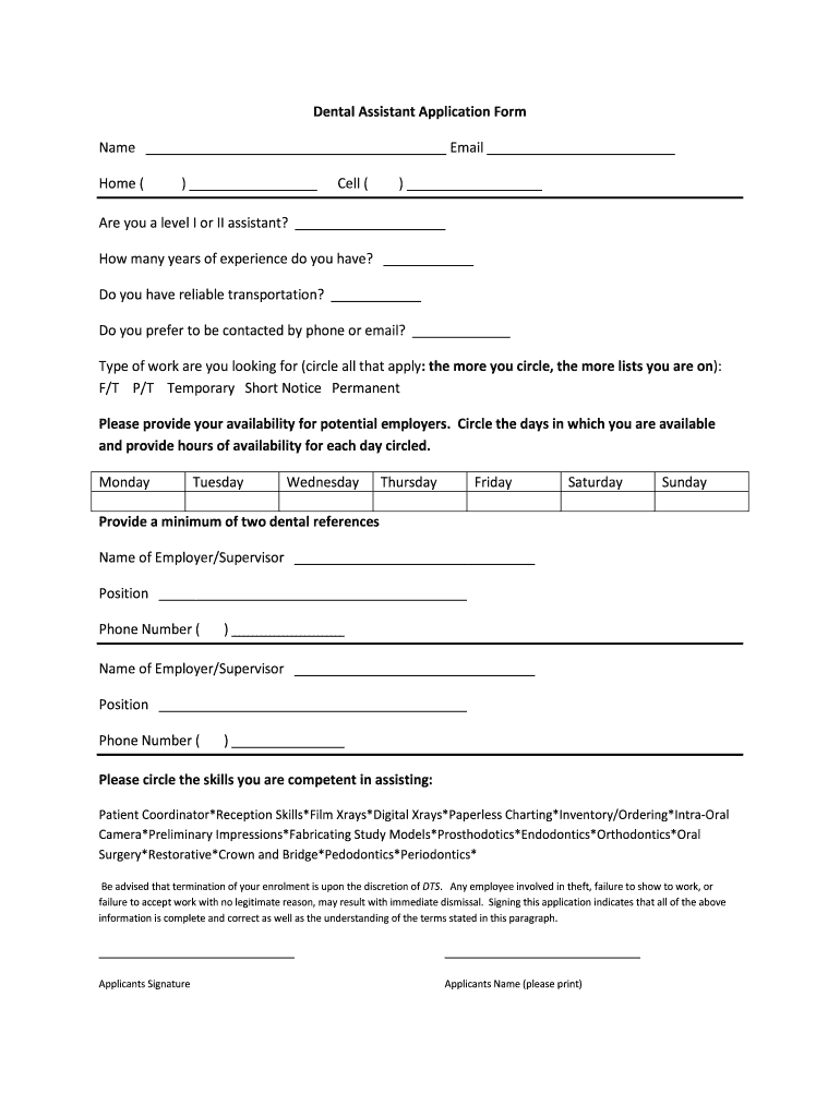 Dental Assistant Registration Application Online Fill Out Sign Online DocHub