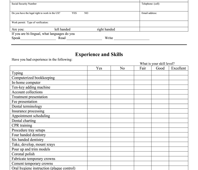 Dental Employment Application Fill Online Printable Fillable Blank PdfFiller