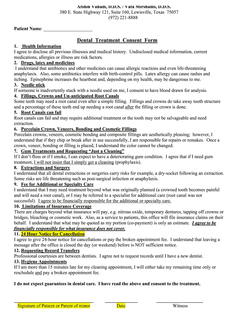 Dental Treatment Consent Form Pdf Fill Out Sign Online DocHub