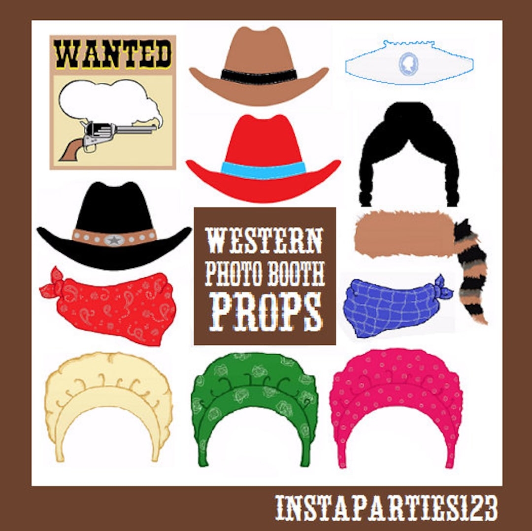 DIGITAL Western Pioneer Photo Booth Props Instant Download PDF Files Cowboy Etsy