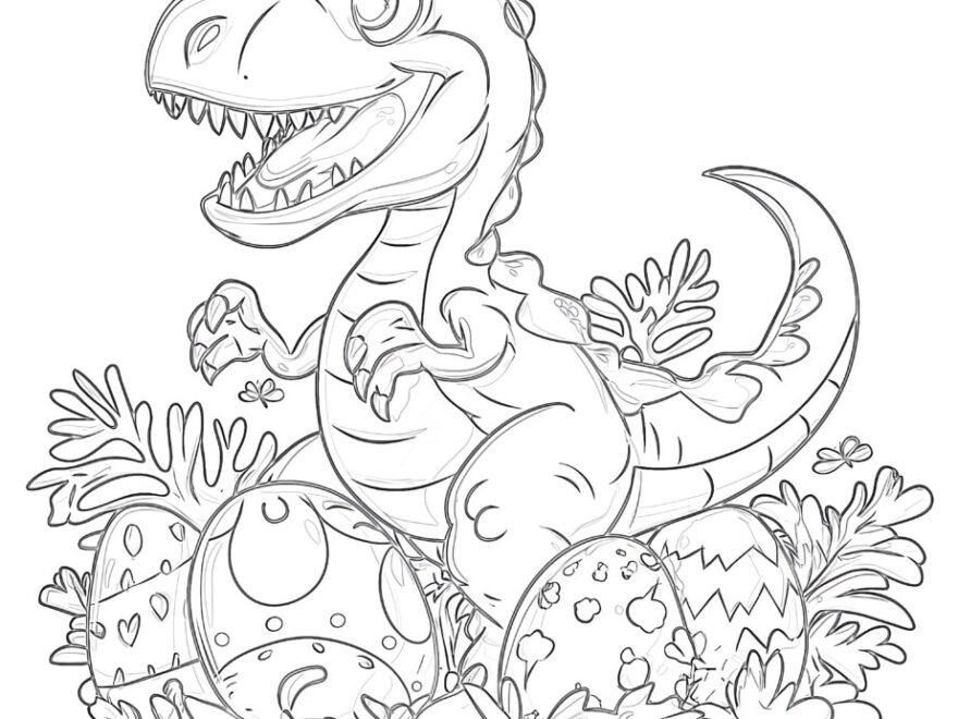 Dinosaur Easter Coloring Page Coloring Pages Mimi Panda
