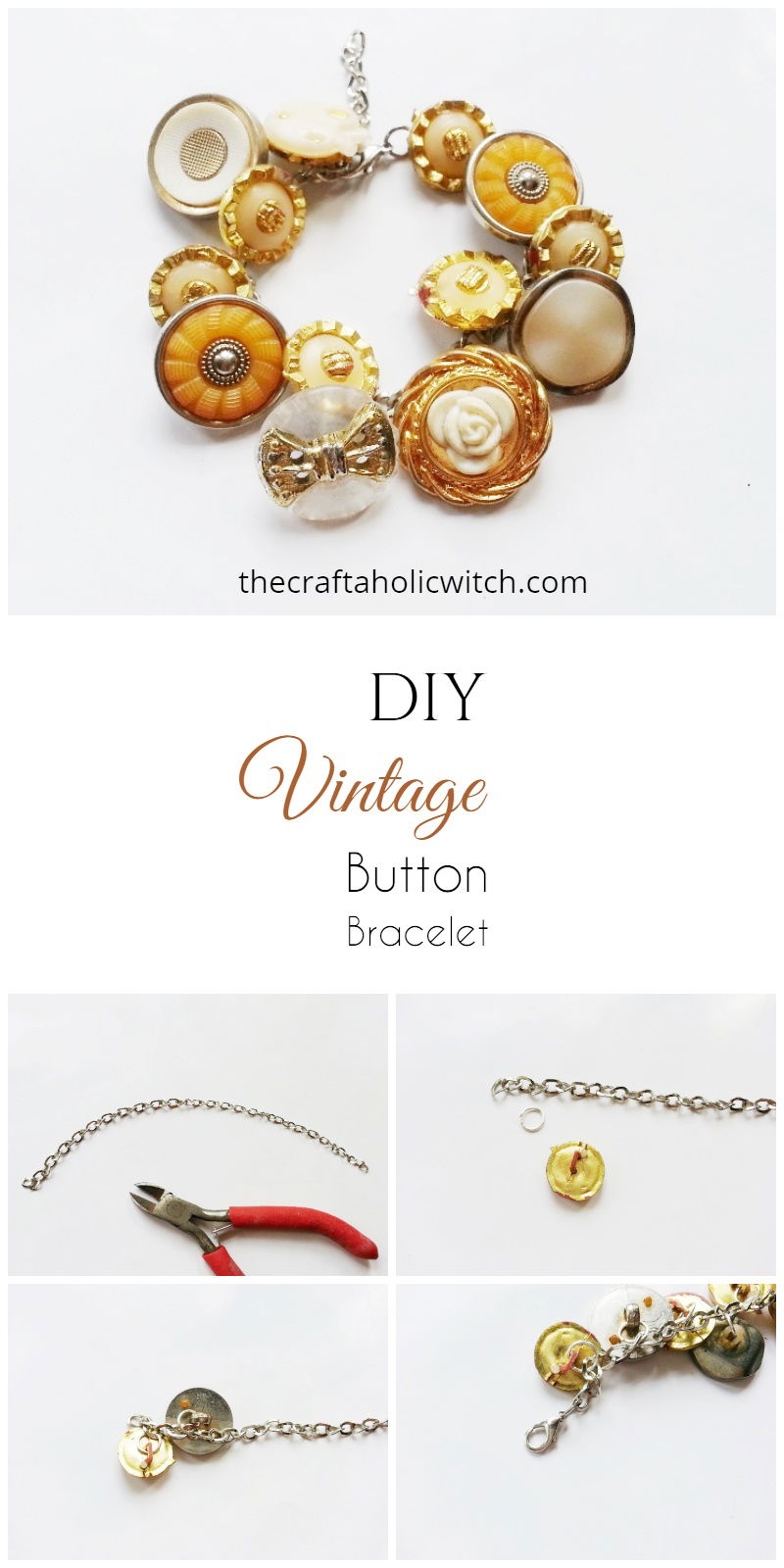 DIY Vintage Button Bracelet The Craftaholic Witch