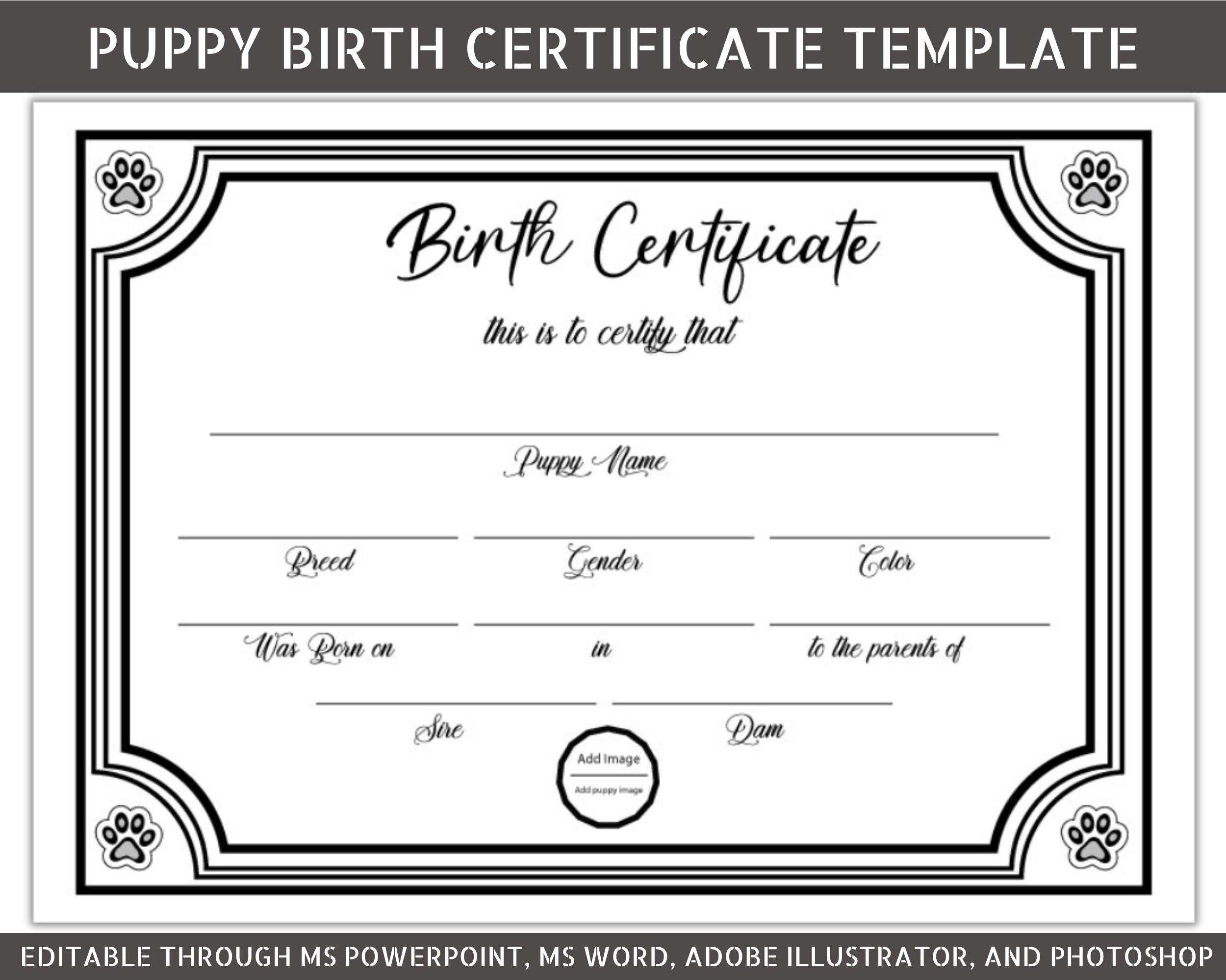 Free Dog Birth Certificate Printable